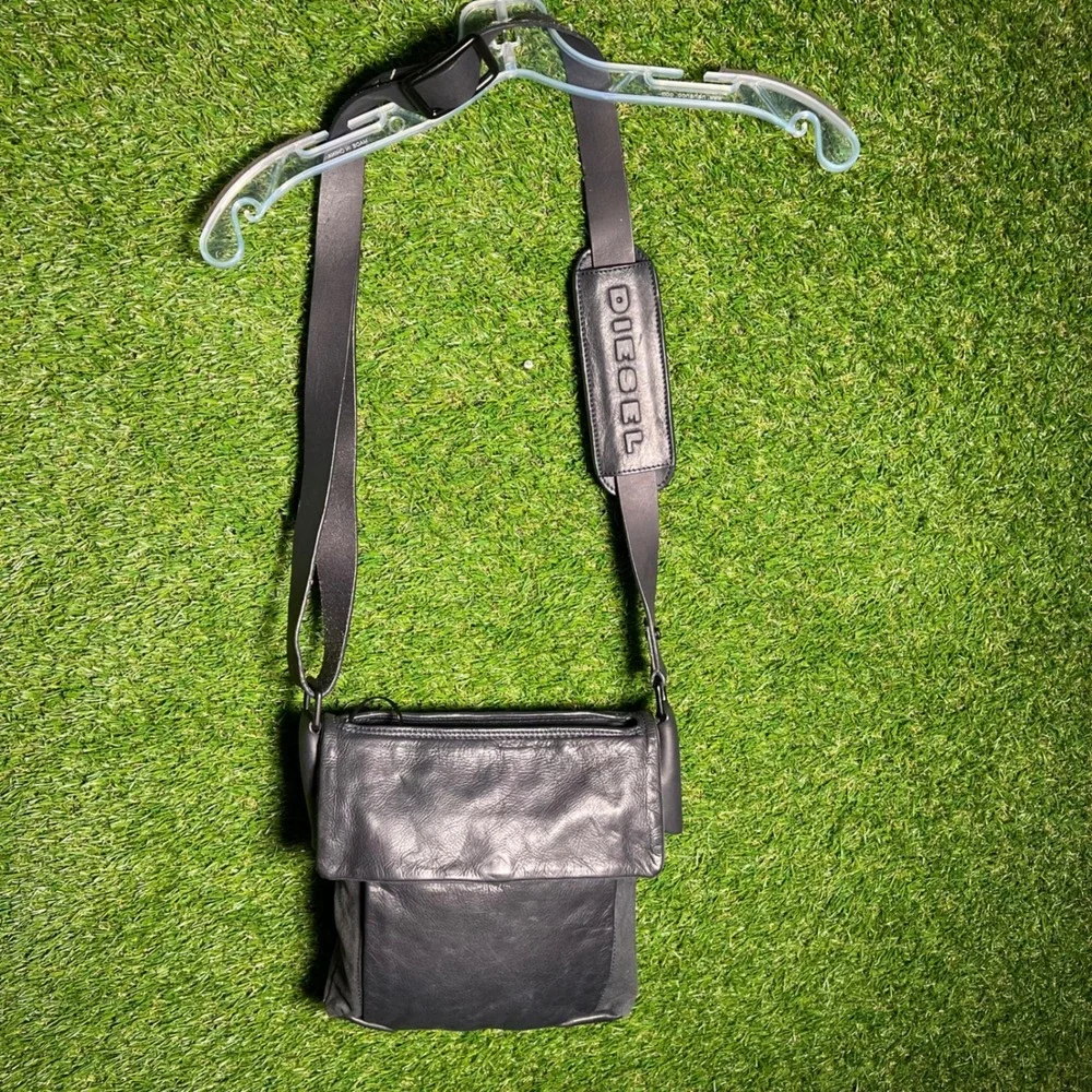 Diesel Suave Hard Core Nacho Blue Leather Canvas Crossbody Bag 00XA50PR421 T6065